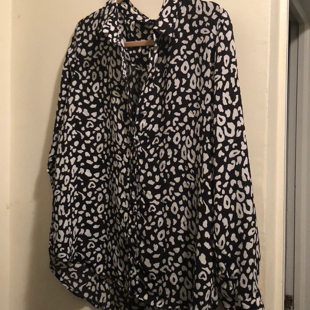 Black and white animal pattern blouse